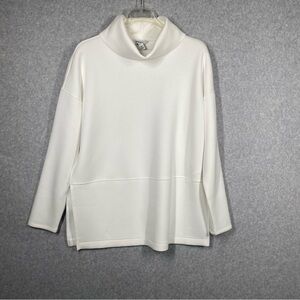 Spanx AirEssentials Size Large Turtleneck Tunic Pullover Sweater Cream 50501